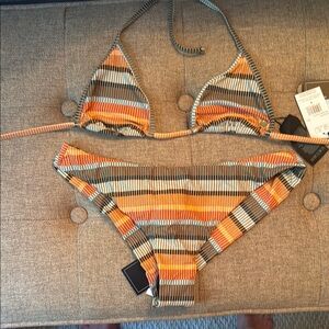 Volcom Striped Bikini Set